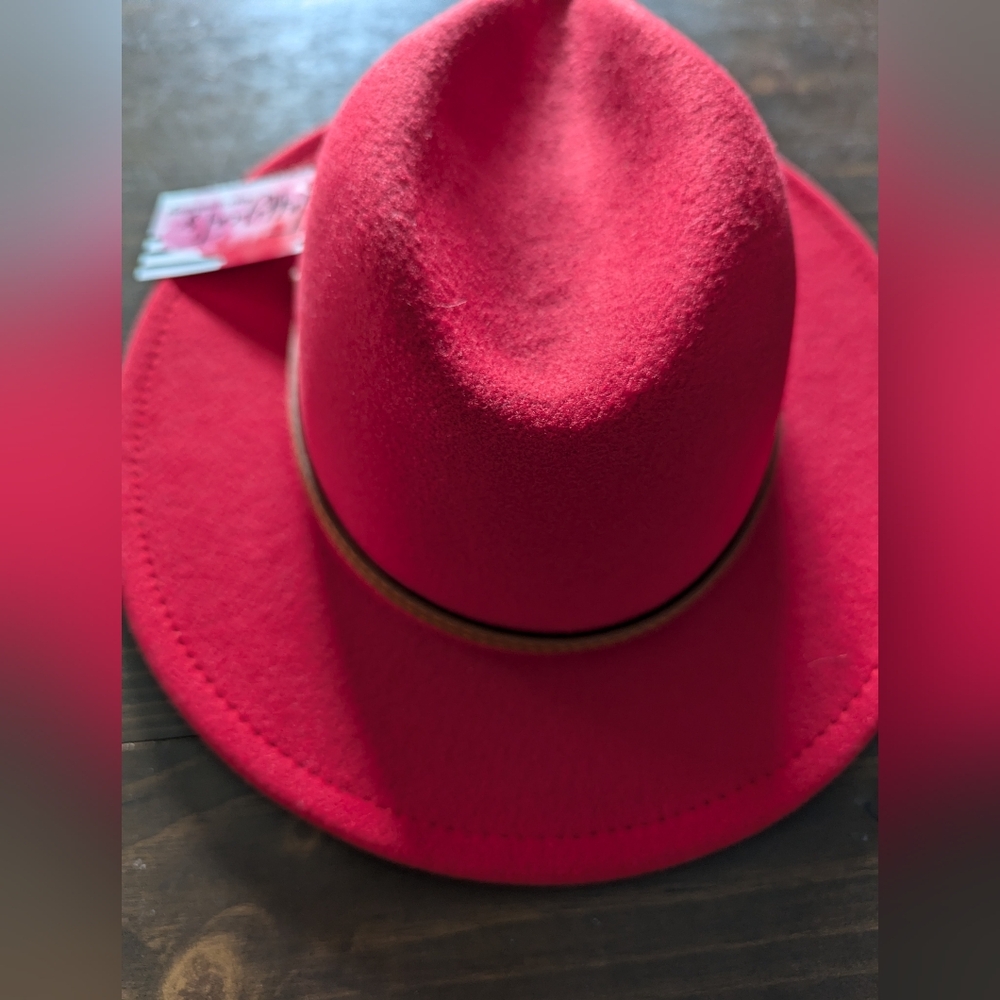Belted Fedora Hat - Red